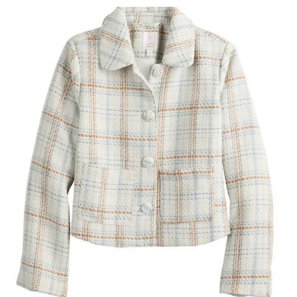 The Lauren Conrad 3X Plaid Tweed Three Button Blazer NWOT - Picture 3 of 4